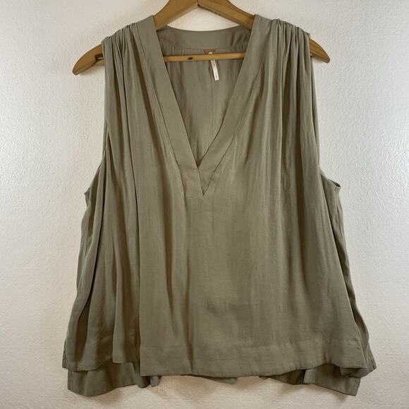 Free People Womens Boho Romantic Sleeveless Top Sz S Taupe Minimalist Flowy - Picture 1 of 13